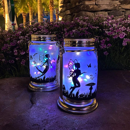 ANGMLN 2 Pack Solar Fairy Lantern for Garden Decorations- Gifts for Woman Mom Grandma Mothers Day, Hanging Lantern Glass Jar for Home Yard Patio Lawn Party Decor