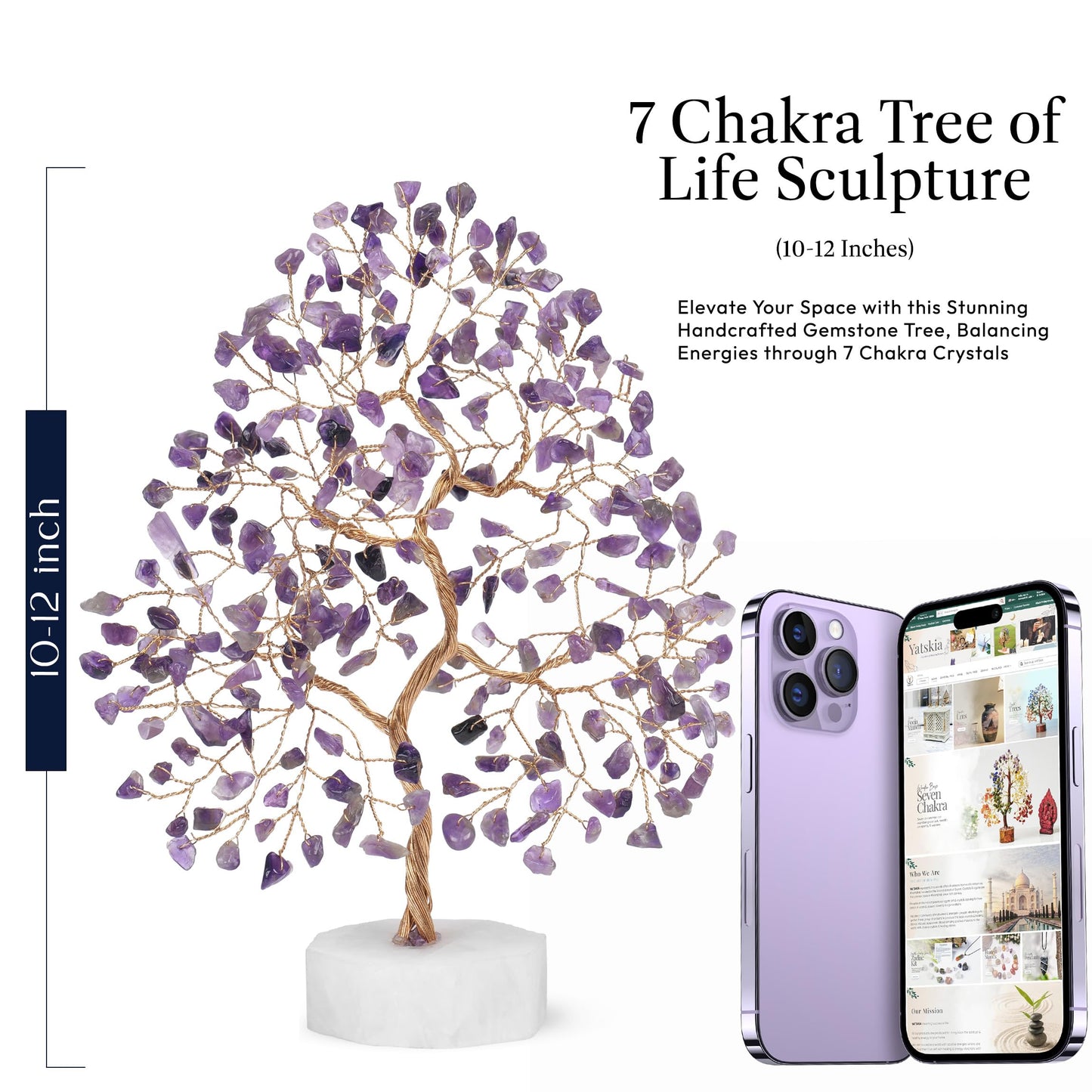 YATSKIA Amethyst Tree, Healing Crystals and Gemstones, Crystal Gifts for Women, Feng Shui Gemstone Tree of Life, Gem Stones Quartz Crystals Home Decor, Amethyst Gifts (Size - 10 Inch)