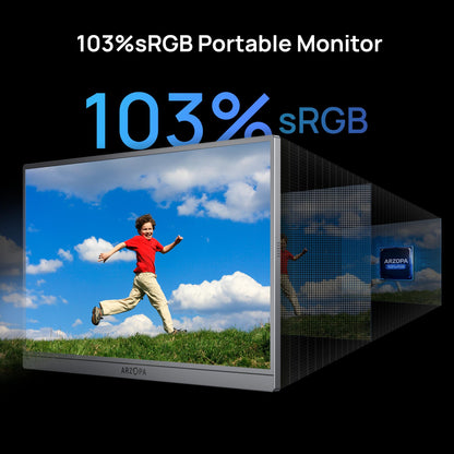 ARZOPA 17.3" Portable Monitor, 1080P FHD 103% sRGB IPS Gaming Monitor Laptop Monitor with Built-in Kickstand HDMI USB C External Screen for PC Mac Phone Xbox PS5 - A1M