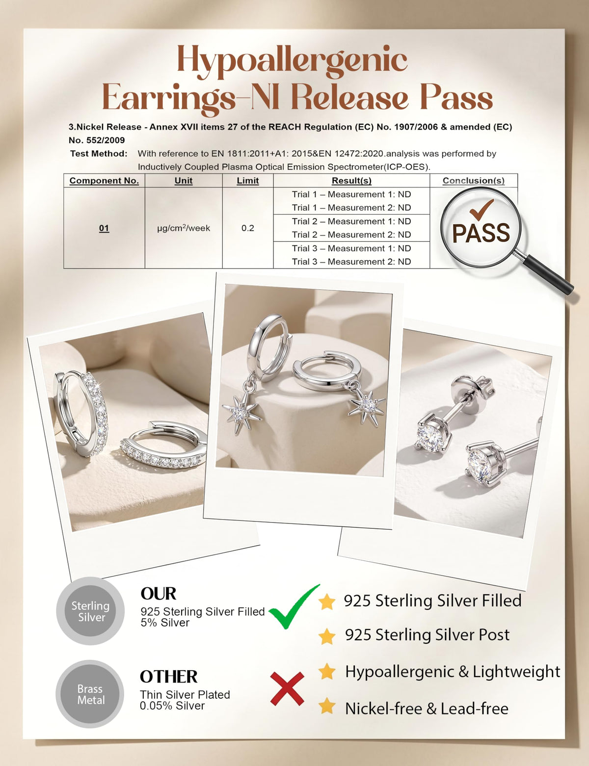 MILACOLATO 925 Sterling Silver Earrings for Women, Sterling Silver Filled Small Stud Huggie Hoop Earrings Sets for Multiple Piercing Hypoallergenic Jewelry, CZ Cartilage Earrings Stacks Trendy Jewelry Gifts, 3 Pairs-Star
