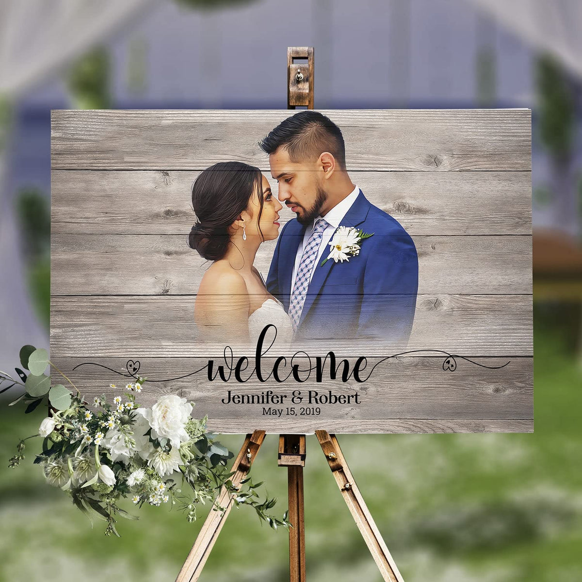 Rustic Wooden Welcome Sign | Custom Portrait from Photo | Wedding Gift & Decoration