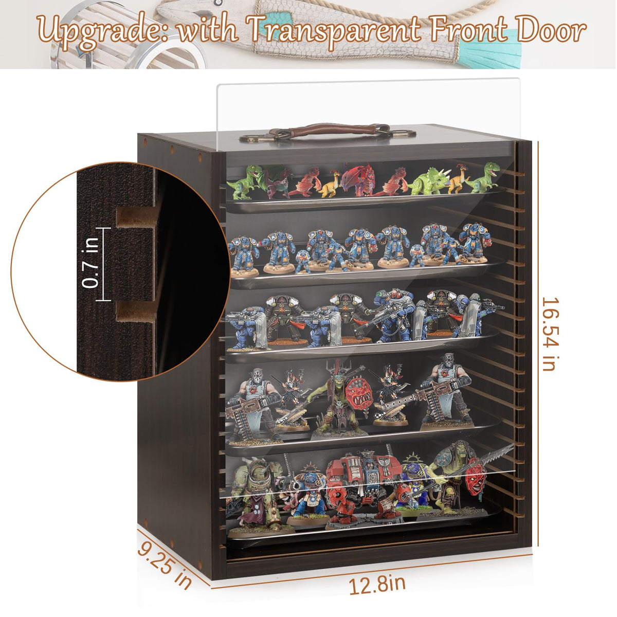 Cathyeen Miniature Display Case Display Cases for Collectibles Miniatures Storage Case Display Shelves Shelf for Collectibles for Mini Action Figures Valuable Collectibles or Crystal Stone (Black)