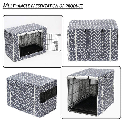 Dog Crate Cover Durable Polyester Pet Kennel Cover Universal Fit for Wire Dog Crate - Fits Most inch Dog Crates - Cover only-Gray-30