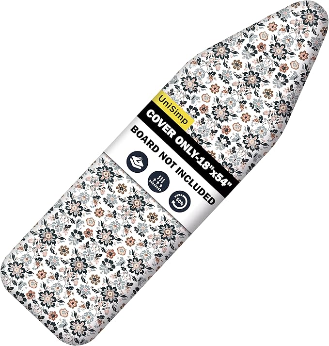 Ironing Board Cover and Pad 18"x54" Extra Thick Natural Cotton, Scorch and