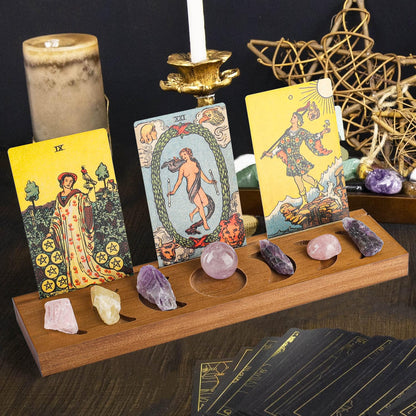 Ceiner Wooden Tarot Card Holder with Moon Phase, Witchy Stand for Oracle Lenormand Meditation, Display Daily Affirmation Cards Tarot Reading Accessories Pagan Altar Wiccan Decoration Gift Supplies