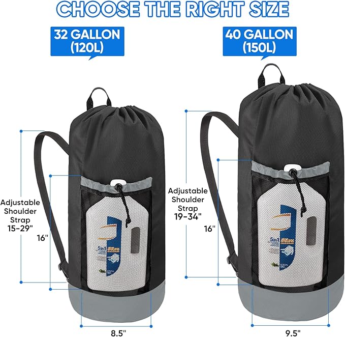 BALEINE 150L Laundry Bag Backpack, 900D Oxford Fabric Large Travel Laundry Bags