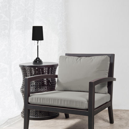 Simple Designs LT3018-BLK Table Lamp with Fabric Shade and Hanging Acrylic Beads, Black