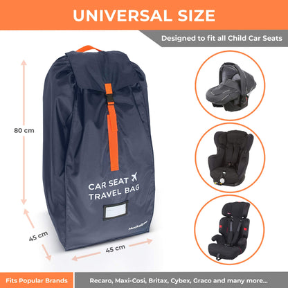 Huckaboo Car Seat Travel Bag - Strong Non Rip Nylon Car Seat Bag For Child Seats, Navy