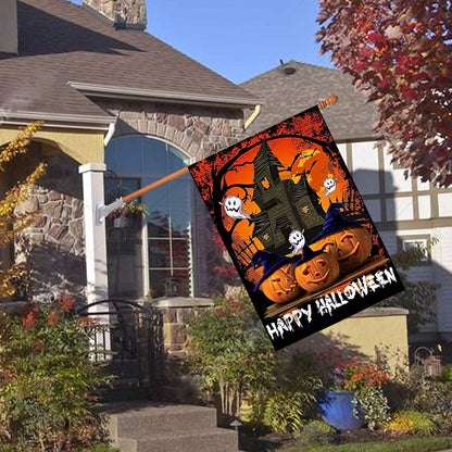 LHSION Happy Halloween House Flag 28 x 40 Inch Pumpkin Ghosts Decorative Double Sided Flag for Farmhouse Yard Holiday Outdoor Decoration