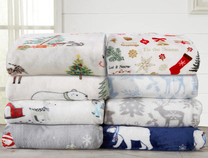 Great Bay Home Luxuriously Soft Velvet Plush, Full/Queen Holiday Throw Blanket | Christmas Throw for Sofa and Bed | Cozy and Warm Plush Throw Blanket | Holiday Blankets and Throws