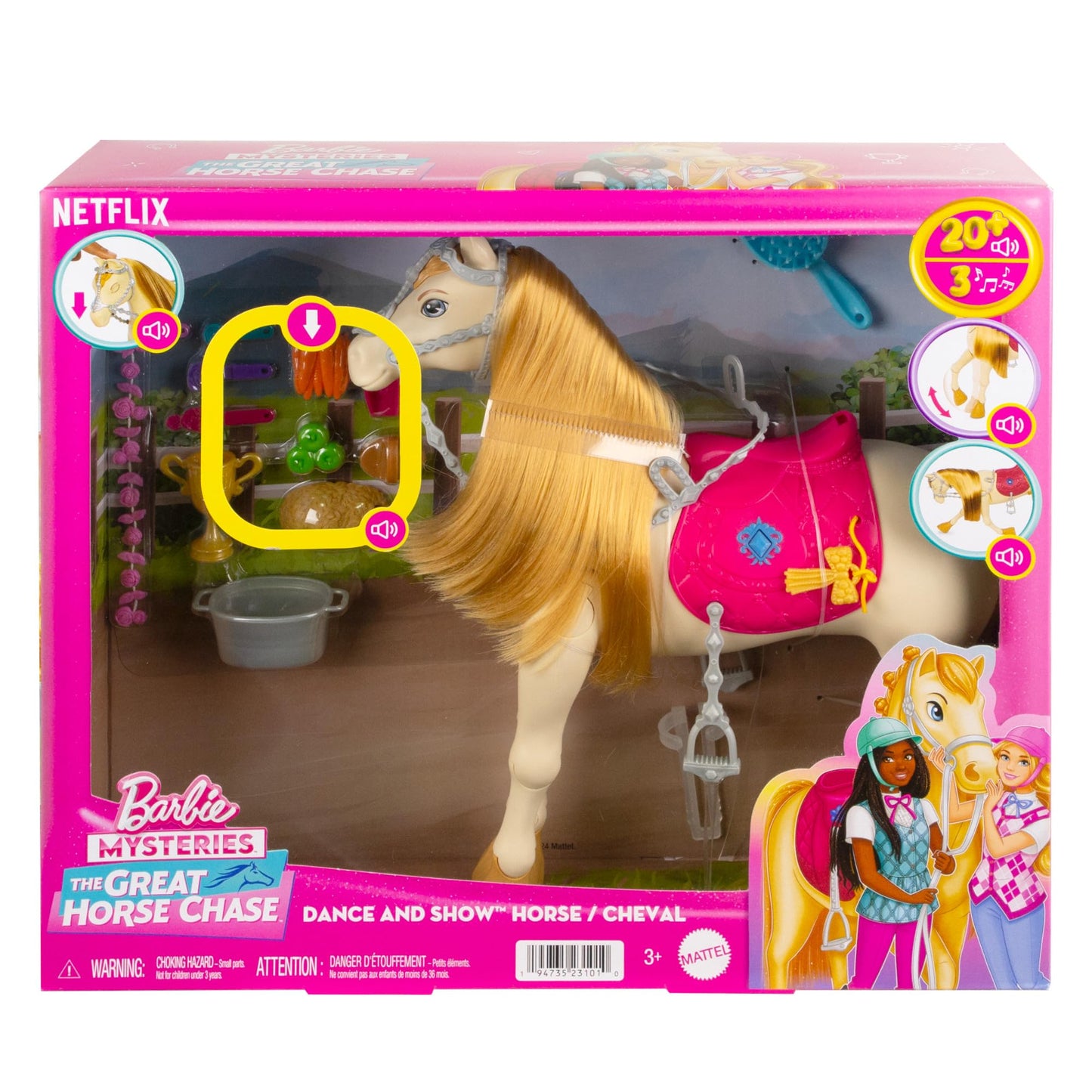 Barbie Horse with Sounds, Music & Accessories, Inspired by Barbie The Great Horse Chase, Toy Moves, Dances & Blinks Eyes, HXJ42