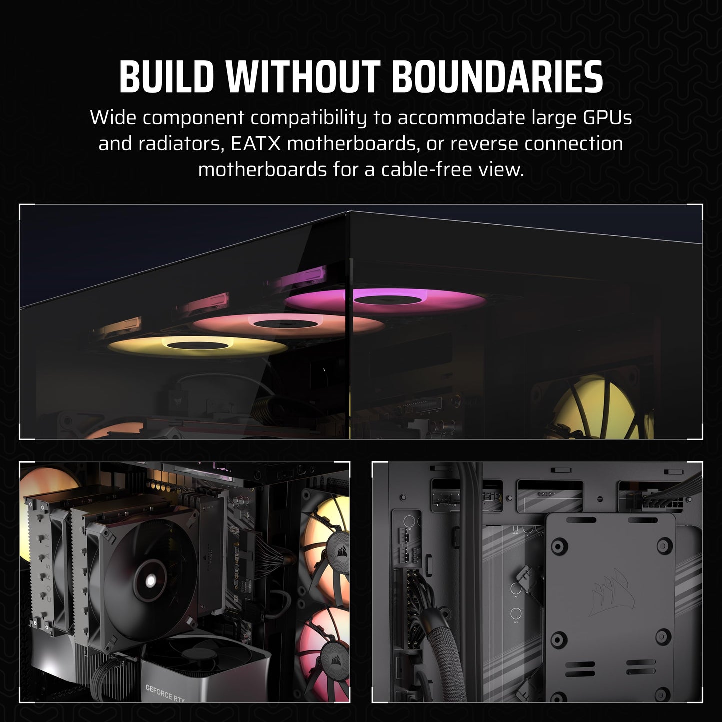 CORSAIR 3500X ARGB Mid-Tower ATX PC Case – Panoramic Tempered Glass – Reverse Connection Motherboard Compatible – 3x CORSAIR RS120 ARGB Fans Included – Black