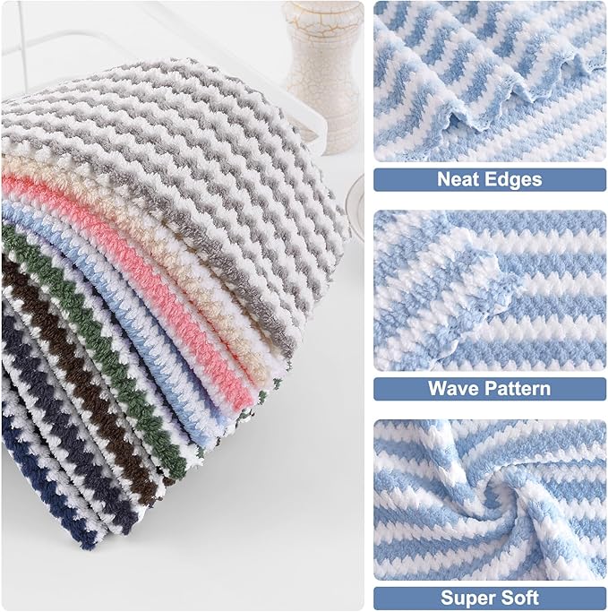 Homaxy Kitchen Towels, Ultra Soft and Absorbent Dish Towels, Reusable Fast