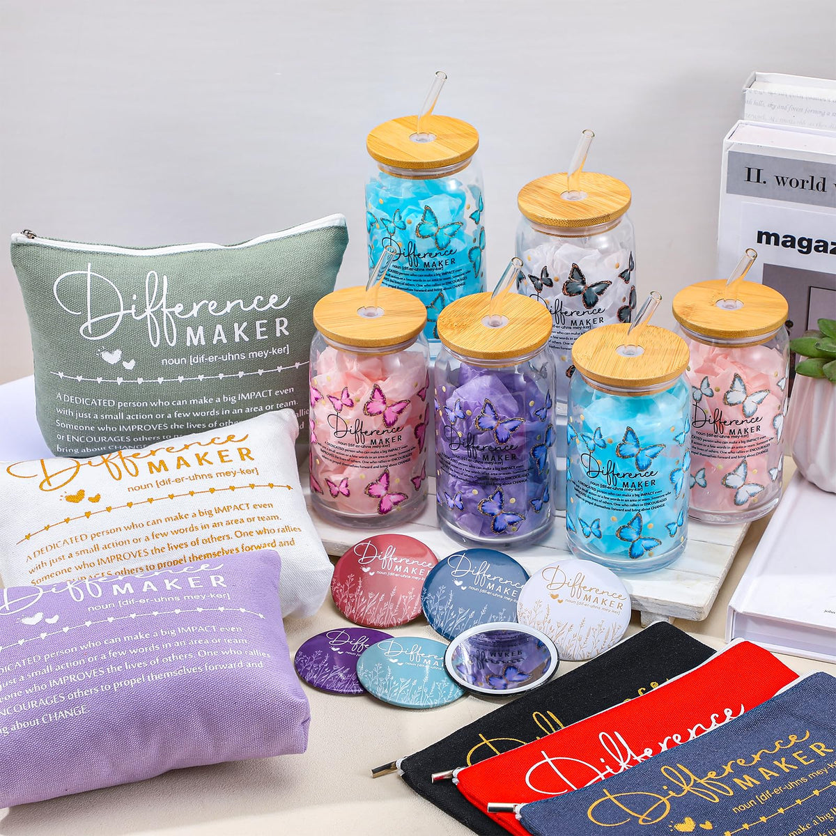 Skylety 18 Pcs Difference Maker Thank You Gifts for Women Administrative Professional Day Bulk Appreciation Gifts for Employee Volunteer Office Staff Coworker Teacher Coach Nurse Work Team(Stylish)