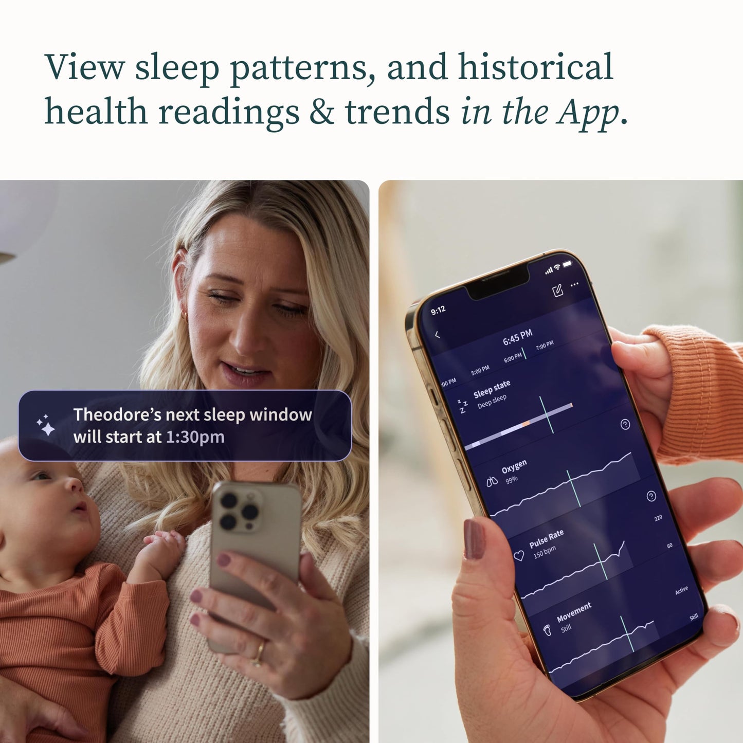 Owlet Dream Sock® - Smart Baby Monitor - Track Live Pulse (Heart) Rate, Oxygen in Infants - Dusty Rose