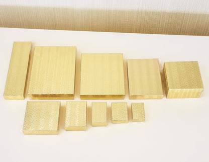 TheDisplayGuys - 25-Pack #53 Kraft Paper Cardboard Gift Boxes/Jewelry Cases w. Cotton Padding & Lid - Gold Foil - (5.4" x 3.9" x 1.0")