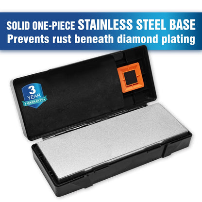 SHARPAL 162N Diamond Whetstone Knife Sharpener with Storage Base | 2 Side Grit Coarse 325 / Extra Fine 1200 | Diamond Sharpening Stone | Non-Slip Base & Angle Guide (203 x 76mm / 8 x 3 Inch)
