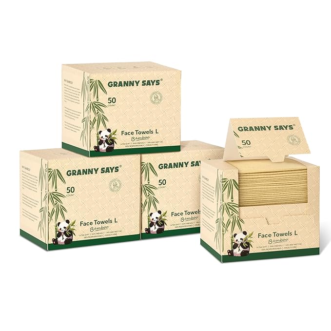 GRANNY SAYS Disposable Face Towels, Face Towelettes Disposable, Biobased Face