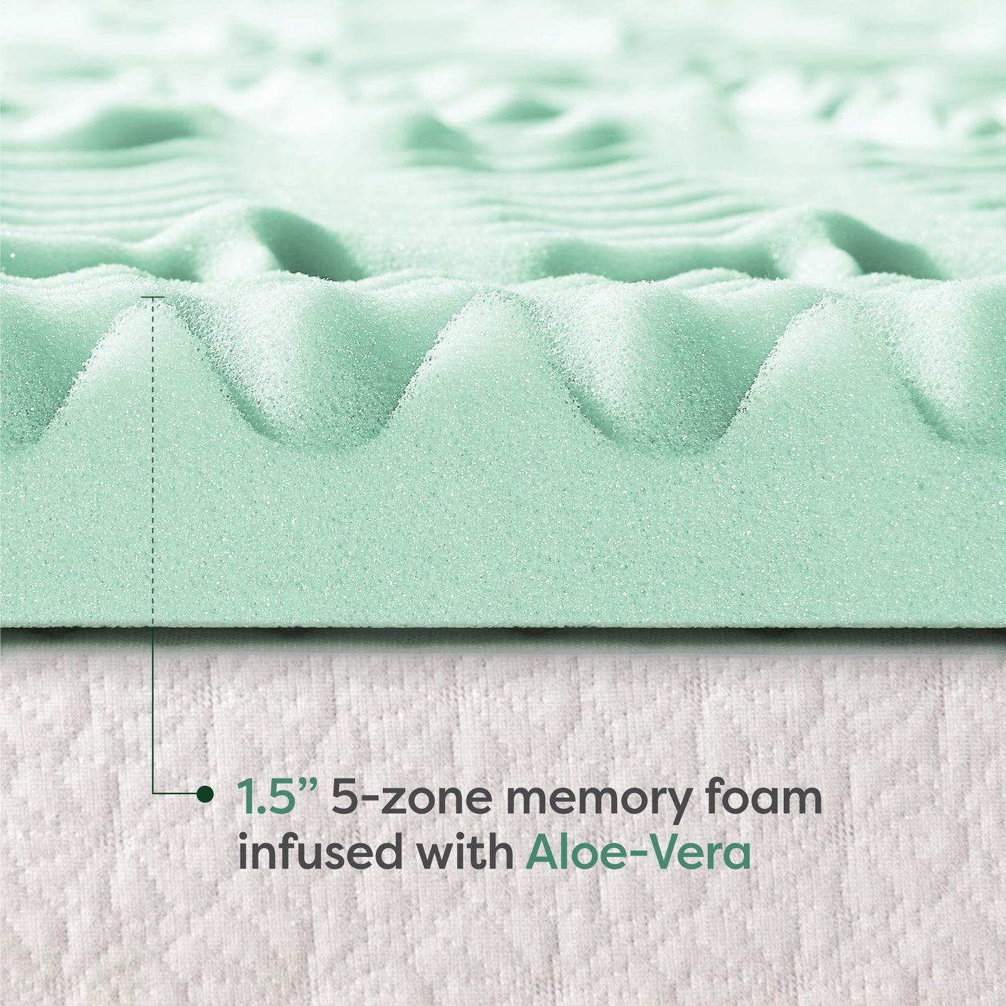 Mellow 1.5 Inch 5-Zone Memory Foam Mattress Topper, Calming Aloe Infusion, Dorm Essentials, Queen