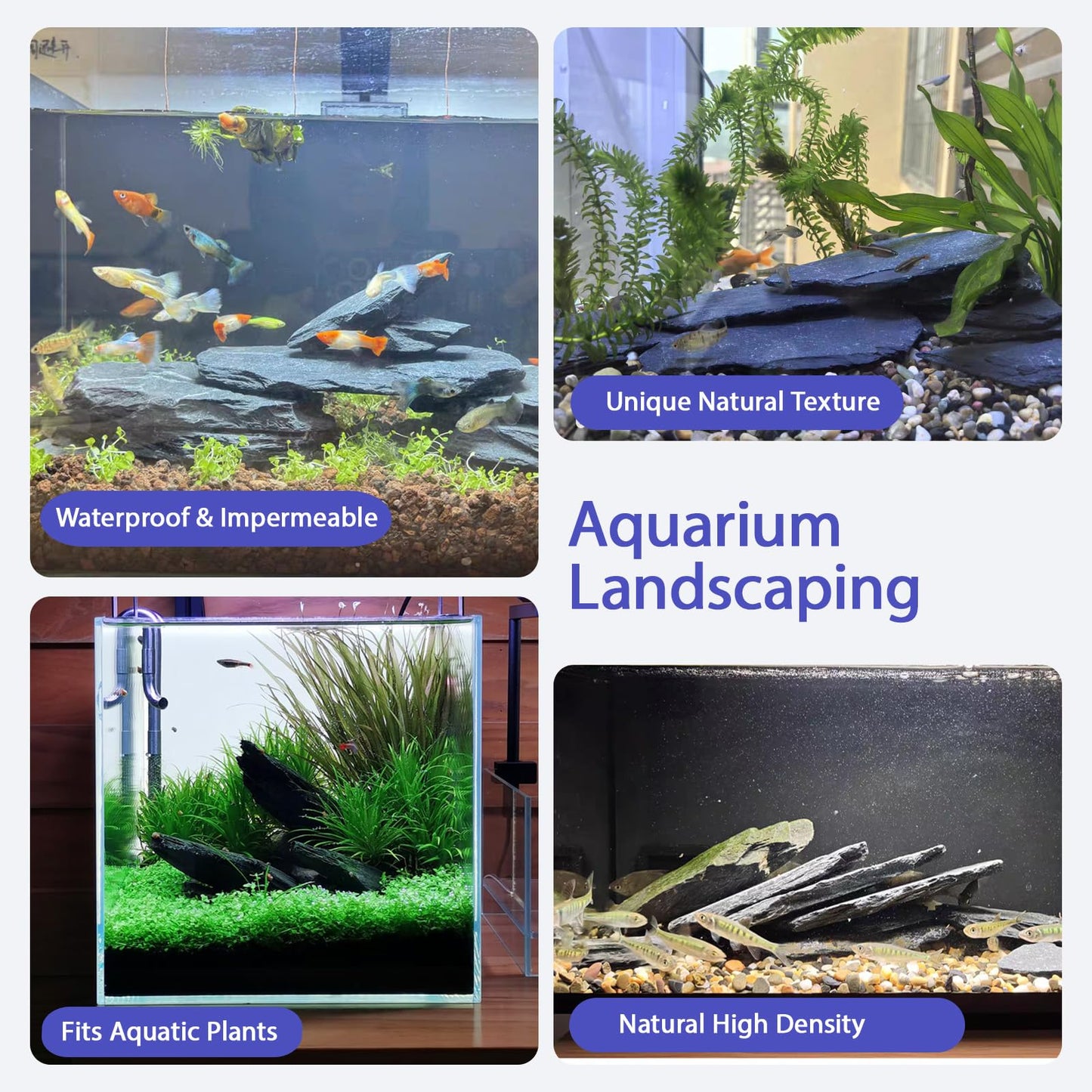 Kecilke Natural Slate Rocks 2-4 Inches Aquarium Rocks 5lb Aquascaping Stones for Aquarium Terrarium Reptile Habitat Decoration Vivariums Paludariums Bonsai Miniature Fairy Gardens