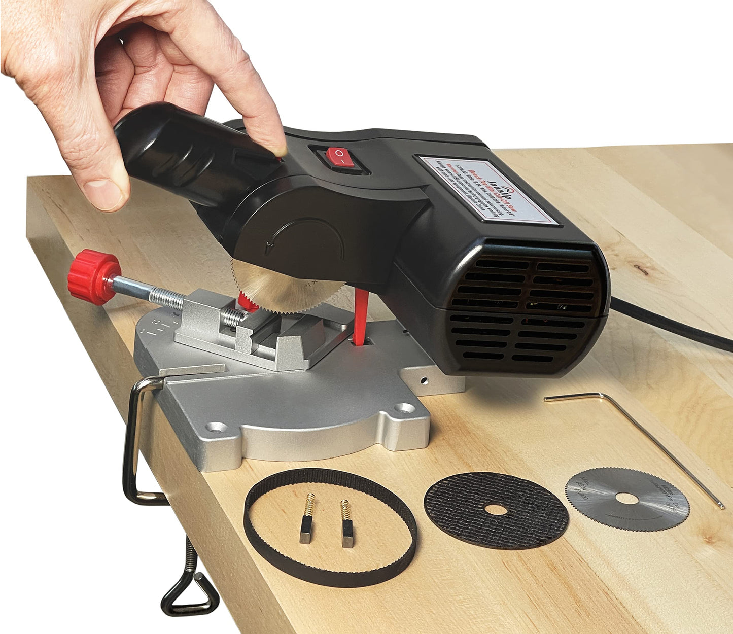 JOUNJIP Mini Miter Cut-Off Chop Saw for Hobby Miniature Model Making, Carbon Arrow Shafts, Zinc Stained Glass Came, 223/5.56 Brass - Cuts Max. 1/2" High x 1/2" Wide or 1/4" H x 3/4" W