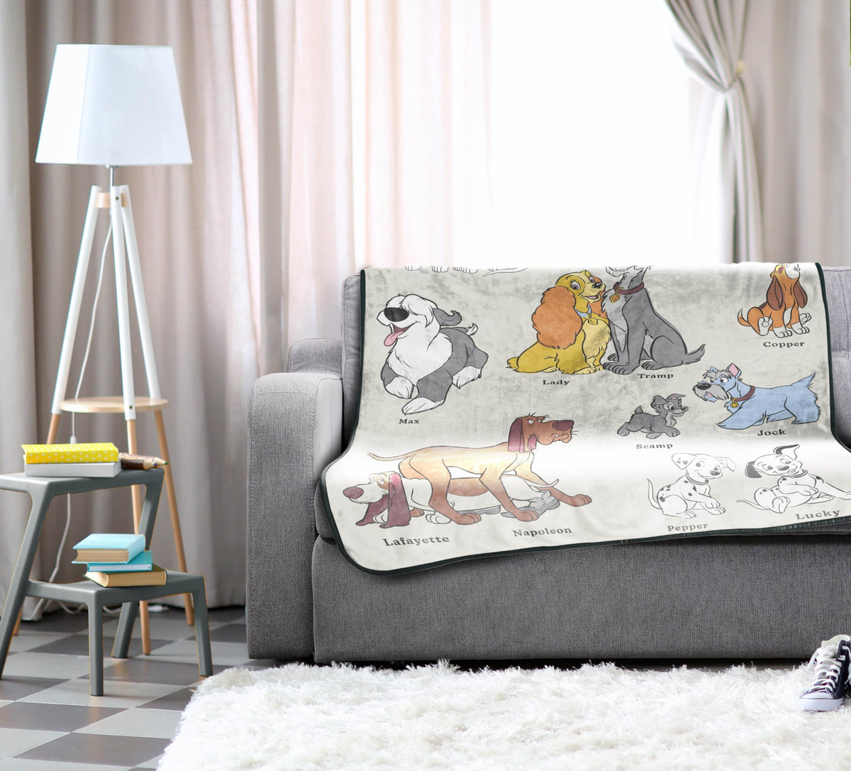 Jay Franco Kids Plush Throw Blanket – Soft & Cozy Fleece Throw for Bedroom & Couch Décor, Official Licensed Product, Beige - Disney Dogs, 46x60 - Throw Blanket