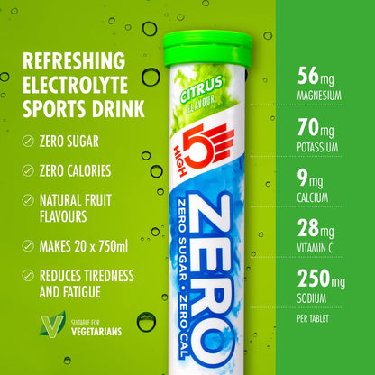 HIGH5 ZERO Electrolyte Tablet - Hydration Tablets Enhanced with Vitamin C - 0 Calories & Sugar Free - Boost Hydration, Performance & Wellness - Citrus, 160 Tablets (20x, Pack of 8)