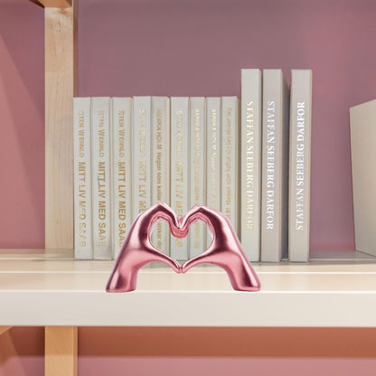 Small Heart Hands Sculpture Decor for Living Room Bedroom Bookshelf Coffe Table and Office Display, Love Finger Statue Modern Aesthetic Home Decor, Unique Gift for Wedding Christmas Birthday (Gold)