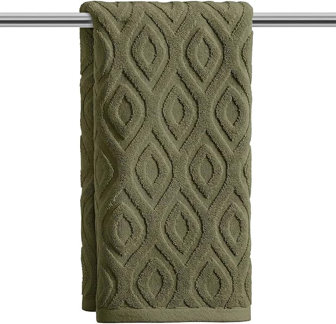 Artoid Mode 1 Pc Olive Green 3D Diamond Grid Jacquard Hand Towels