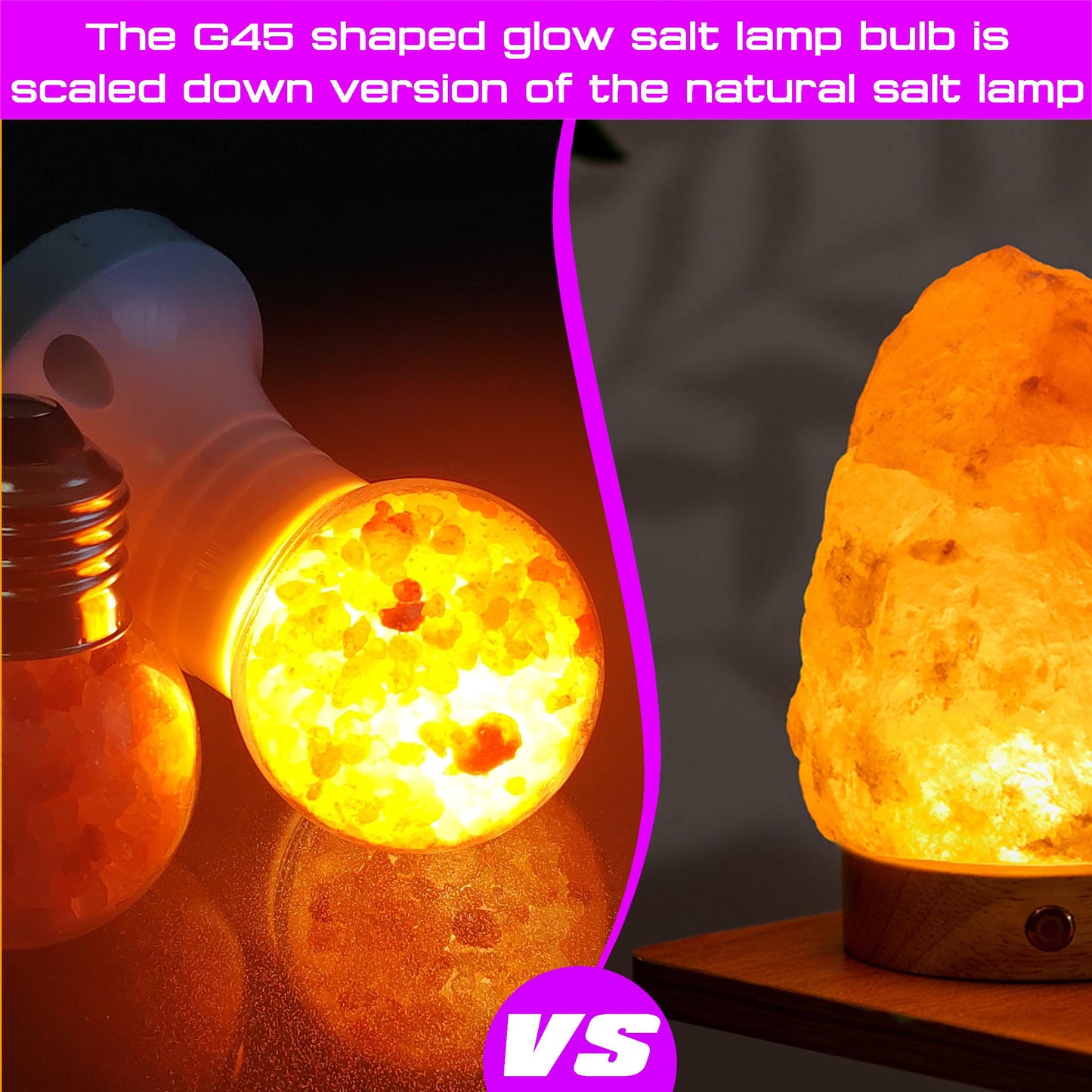 E26 Himalayan Salt Lamp Light Bulbs 3W, 2200K Warm Amber Night Light Bulbs 100lm, E26 G45 Pink Salt Rock Lamp Bulb for Bedroom Sleep, Stress Relief, Ambient Mood Lighting, Decor, Non-Dimmable, 4 Pack