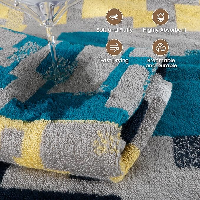 SEMAXE Bathroom Towel, 100% Cotton Bath Towel
