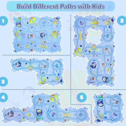 XAZASTOV Plastic Floor Puzzles for Kids with Airplane Toy Car, Puzzle Track Car Play Set, Educational Toys for 3 4 5 6 Year Old Boys, 3 4 5 6 Year Old Boy Birthday Gift, Kids Toys Boys 3-5