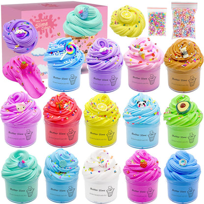 14 Pack Butter Slime Kit, Soft & Non-Sticky,Birthday Gifts for Girl and Boys, Easter Party Favors or Christmas Stocking fillers