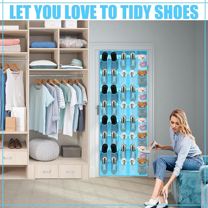 Windyun 40 over the Door Shoe Organizer Large Mesh Pocket Hanging Shoe Rack
