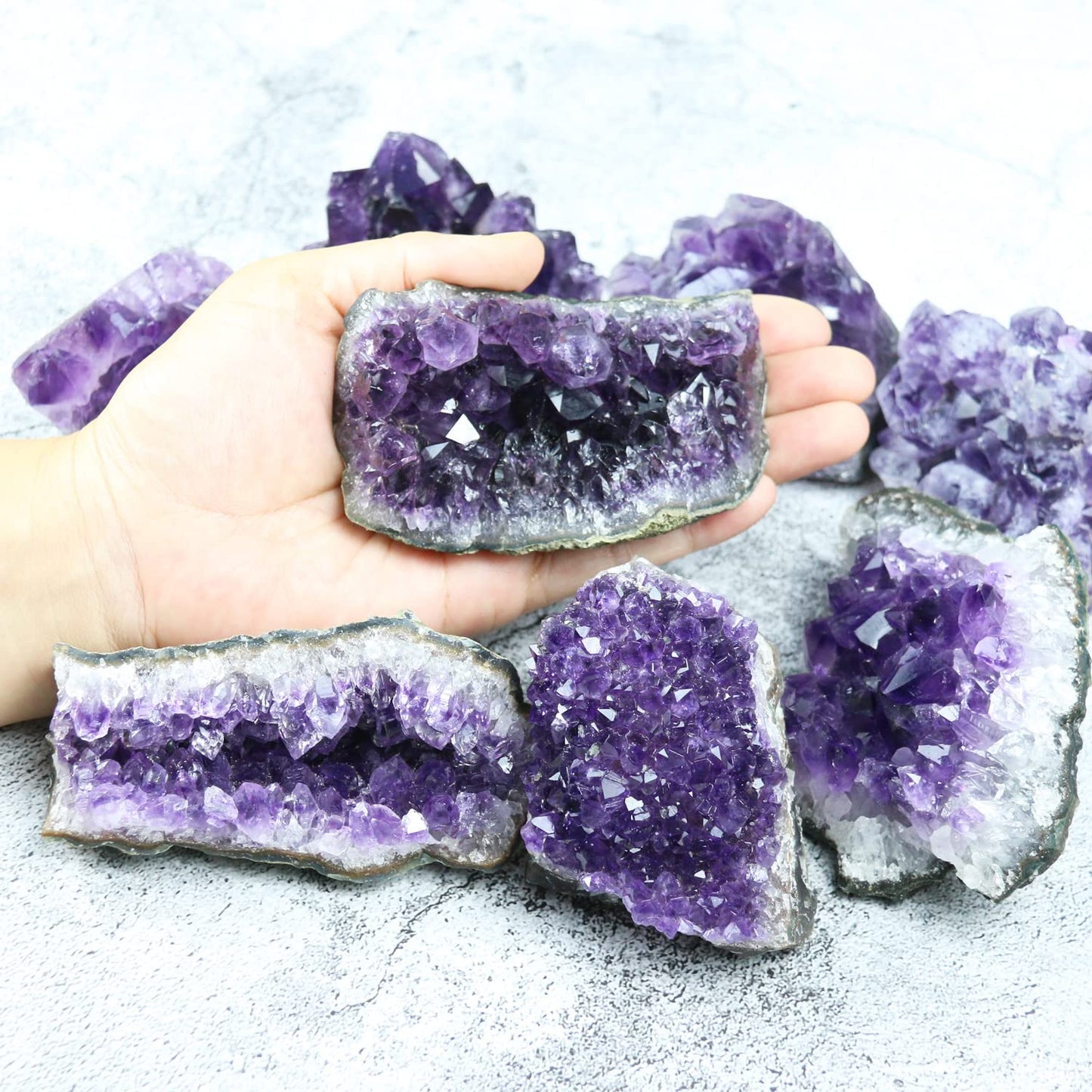 Nvzi Amethyst Crystals, Amethyst Cluster, Amethyst Clusters for Witchcraft, Amathesis Crystal, Raw Amethyst, Natural Amethyst Geode Cave Crystals and Healing Stones(0.5Lb)