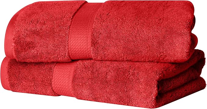 SUPERIOR Egyptian Cotton Pile Bath Towel Set of 2, Ultra Soft Luxury Towels