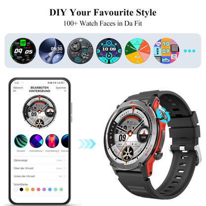 Smart Watch, 1.43''AMOLED 45mm Military Smartwatch Men Women Answer/Make Call, Digital Fitness Watch, 110+ Sports, Blood Pressure, Heart Rate, Stress Monitor Sports Watch for Android or iOS