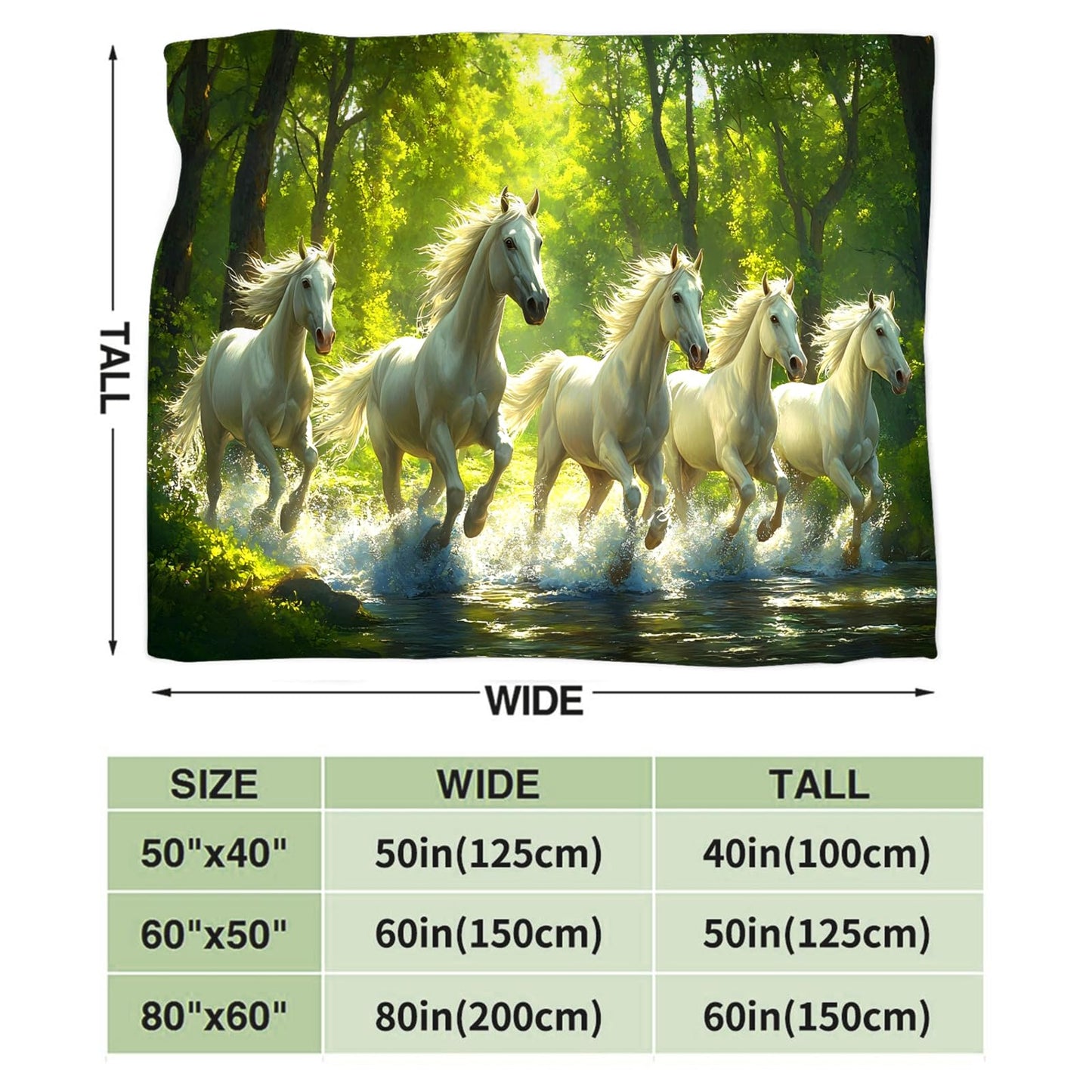Tijuboni Horses Throw Blanket Horse Gifts for Girls Boys Women Men Kids Adults Soft Flannel Fleece Blanket for Couch Sofa Bed Home Decor 40"x50"