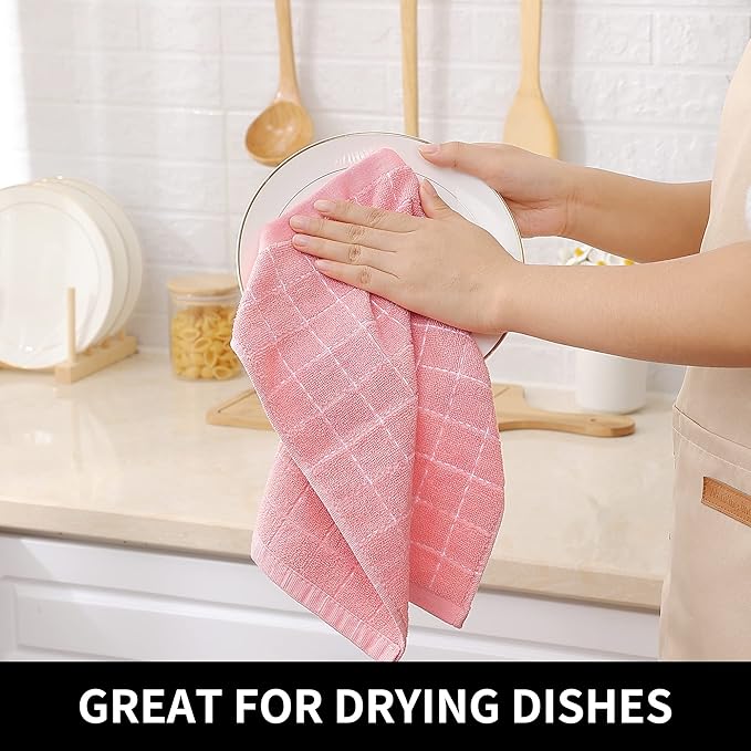 Homaxy 100% Cotton Terry Kitchen Dish Cloths, Ultra Soft and Absorbent Dish
