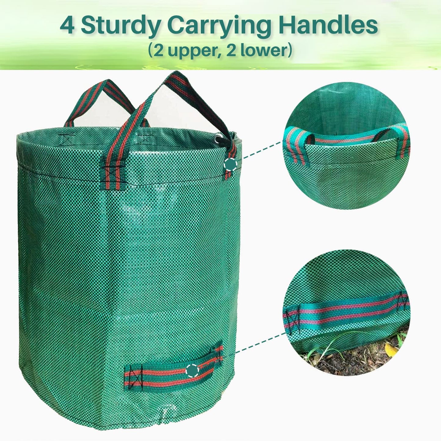 Singwow Heavy Duty Garden Bags - 500L x 2 Reusable Sacks with Handles, Ideal for Collecting Waste, Leaves and Grass
