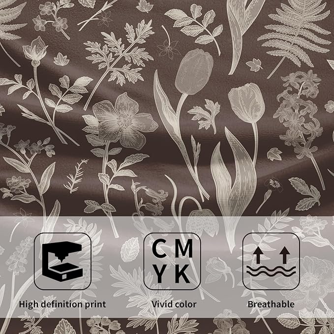 Dark Brown Spring Floral Hand Towels