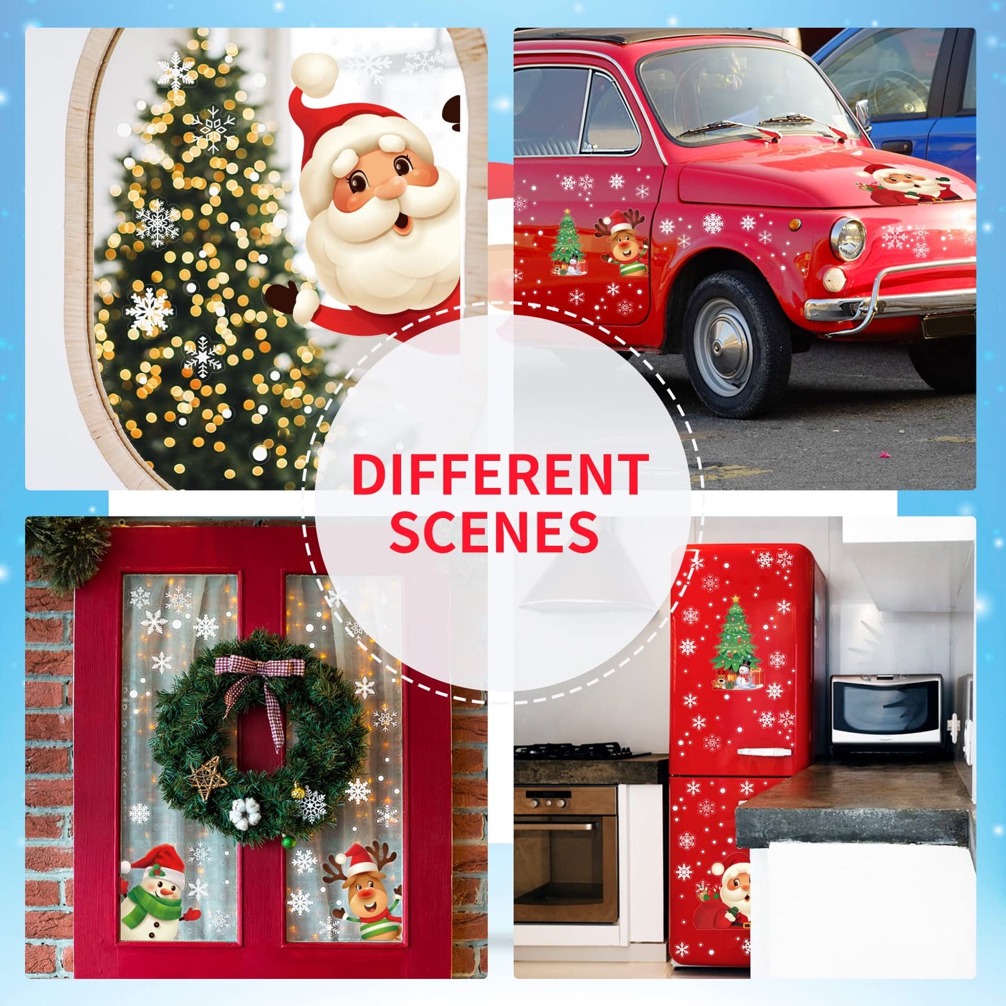 449PCS+ Christmas White Snowflakes Window Clings Decal Stickers Ornaments for Winter New Year Xmas Party Supplies Frozen Wonderland Decorations (10 Sheets)