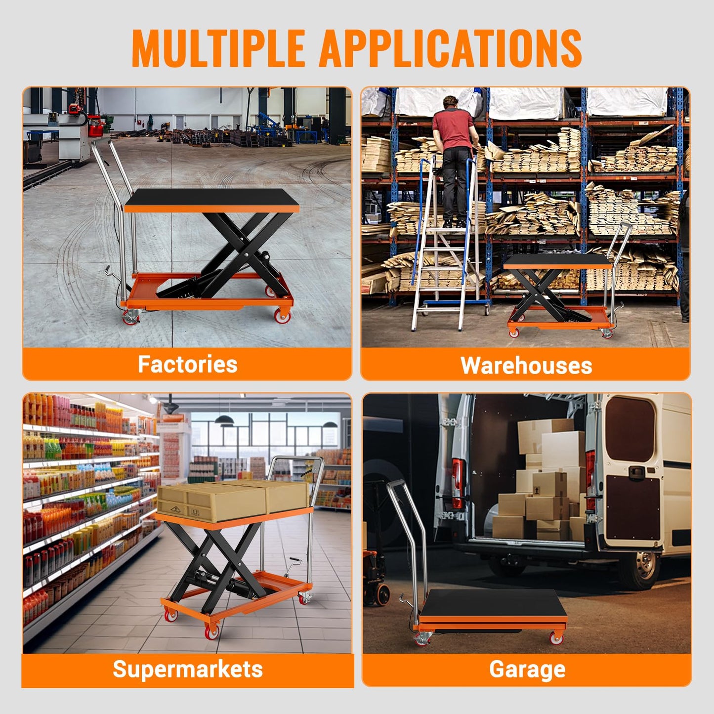 GarveeTech Hydraulic Lift Table Cart, 330 LBS Capacity 28.5 in Lifting Height, Manual Single Scissor Lift Table with Locking Wheels and Non-Slip Pad, Hydraulic Scissor Cart for Material Handling