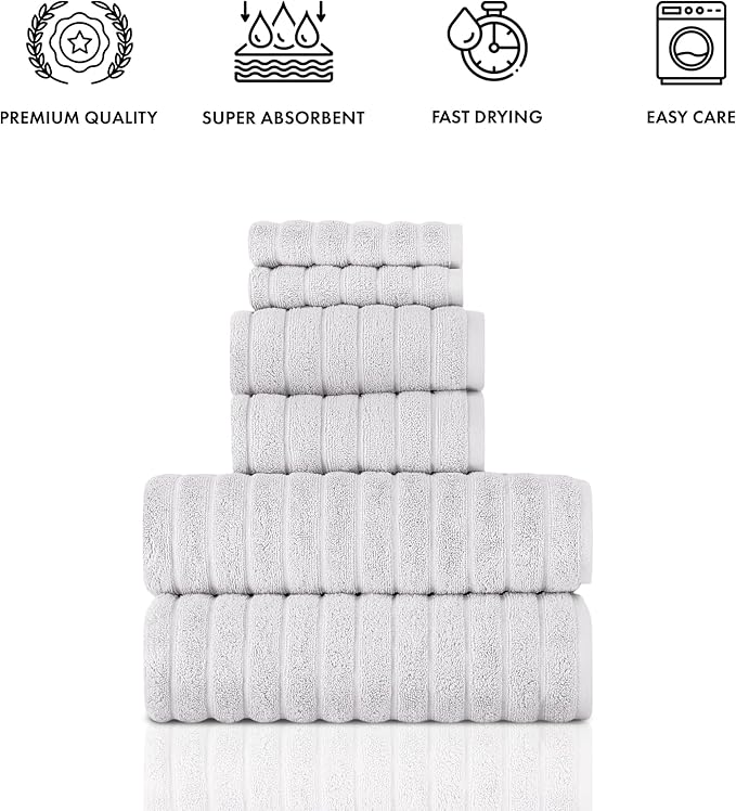 Classic Turkish Towels 6 Piece Heavy Duty Fast Drying Bath Sets Made