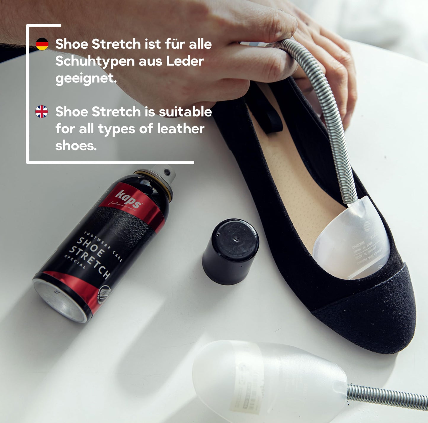 Kaps Leather Shoe Stretch Spray - Ultimate Comfort - Expand, Soften, and Relieve Pressure Points - 100 ml – 3.38 fl. oz.