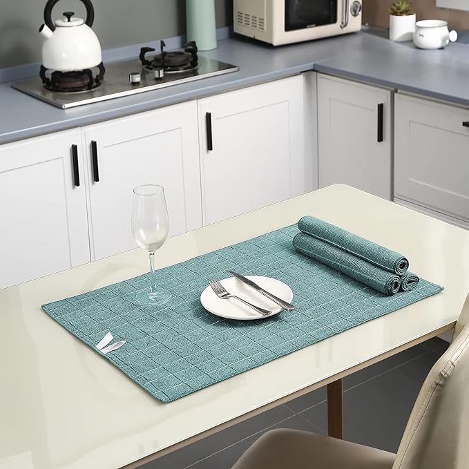 Microfiber Kitchen Towels and Dishcloths Set, 26 X 18 Inch and 12 X 12 Inch