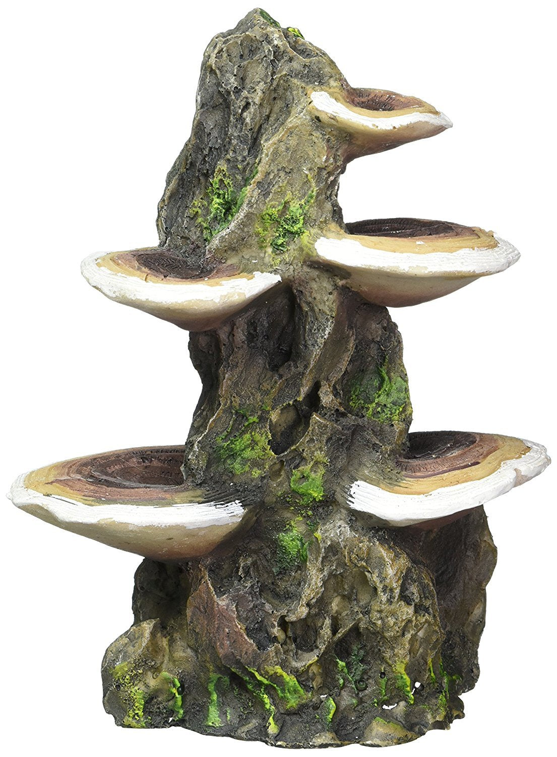 Penn-Plax Deco-Replicas Tree Trunk with Shelf Mushrooms Aquarium Decoration - Double-Sided Ornament with Stable Base - Durable Resin for Freshwater & Saltwater Tanks - Brown, 5.5 x 4 x 7.5 in