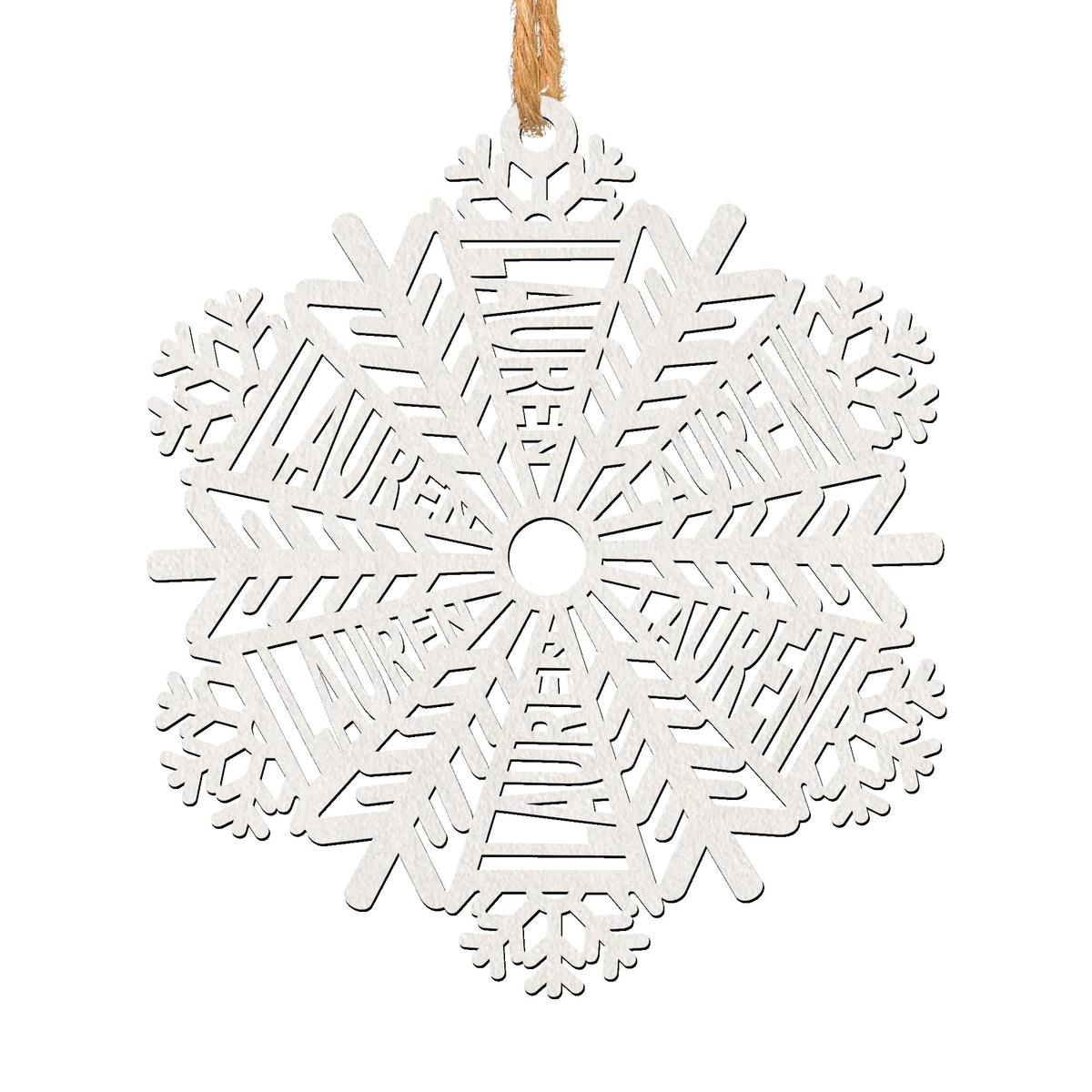 Personalized Planet Snowflake Christmas Tree Ornament with Custom Name Cut on White Wood | Christmas Holiday Décor | Ready to Hang