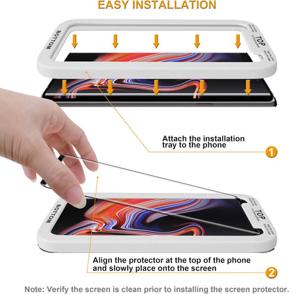 Supershieldz (2 Pack) Designed for Samsung Galaxy Note 9 Tempered Glass Screen Protector with (Easy Installation Tray) Anti Scratch, Bubble Free (Black)