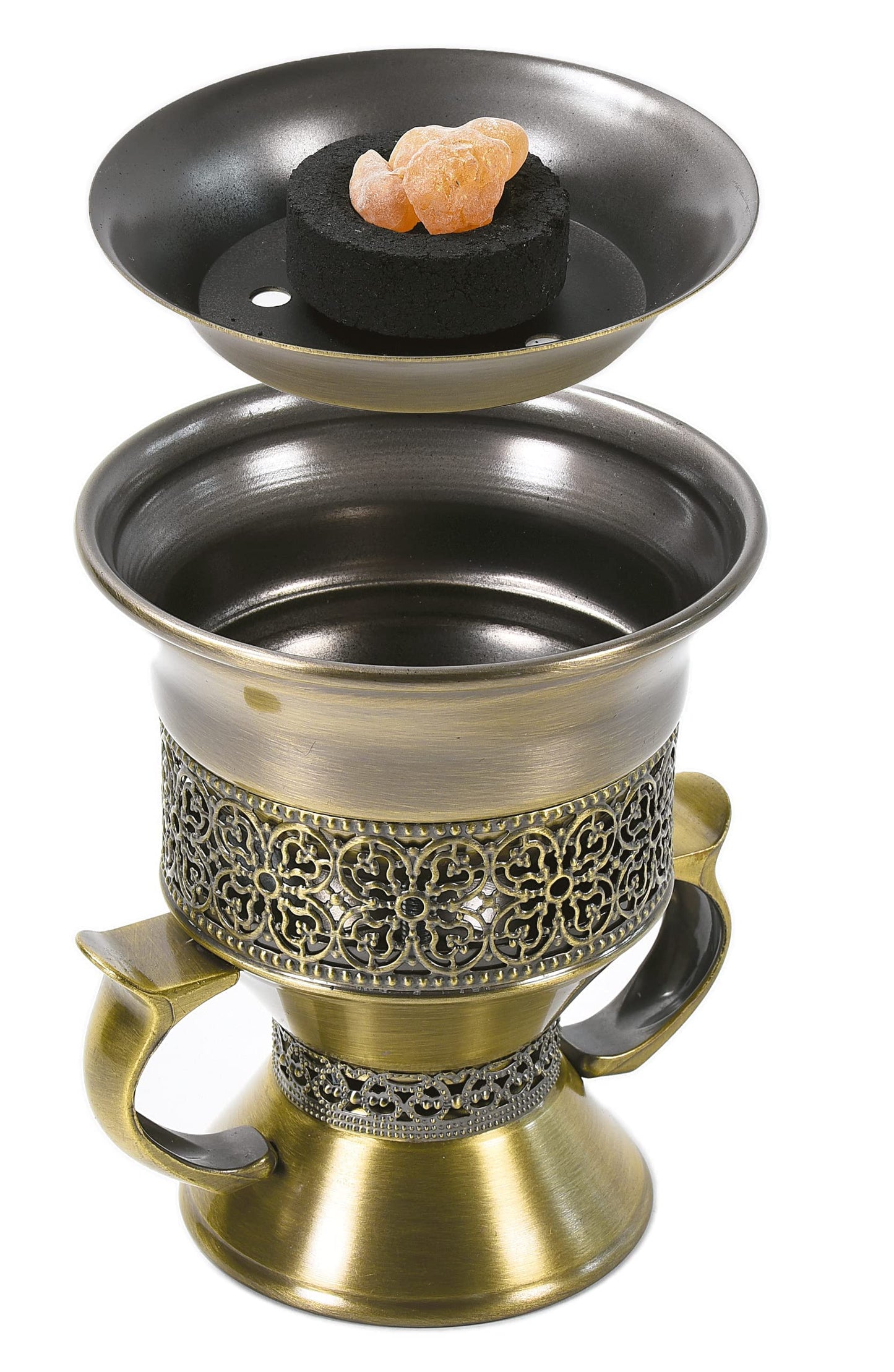 Frankincense Resin Incense Burner, Incense Censer, Bakhoor Burner, Charcoal Incense Burner, Incense Burner with Handle Tongs for Yoga, Spa Aromatherapy